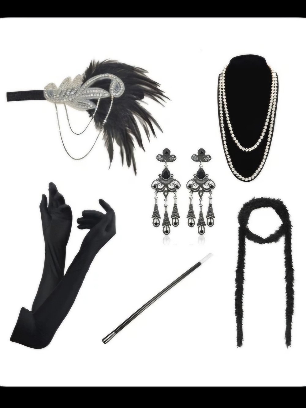 DRESHOW 1920s Flapper Great Gatsby Costume Accessories Set